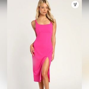 Foxy Favorite Hot Pink Sleeveless Bodycon Midi Dress